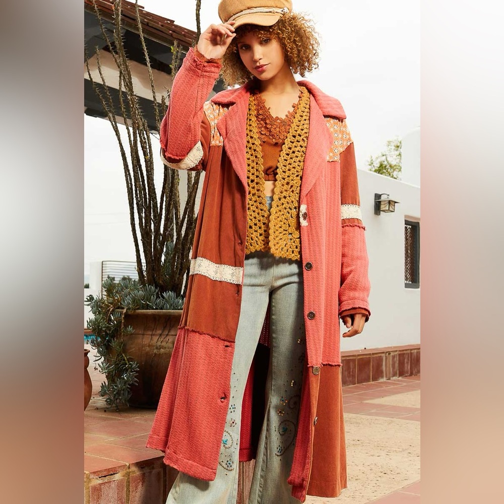 POL Multicolor Patchwork Long Coat
